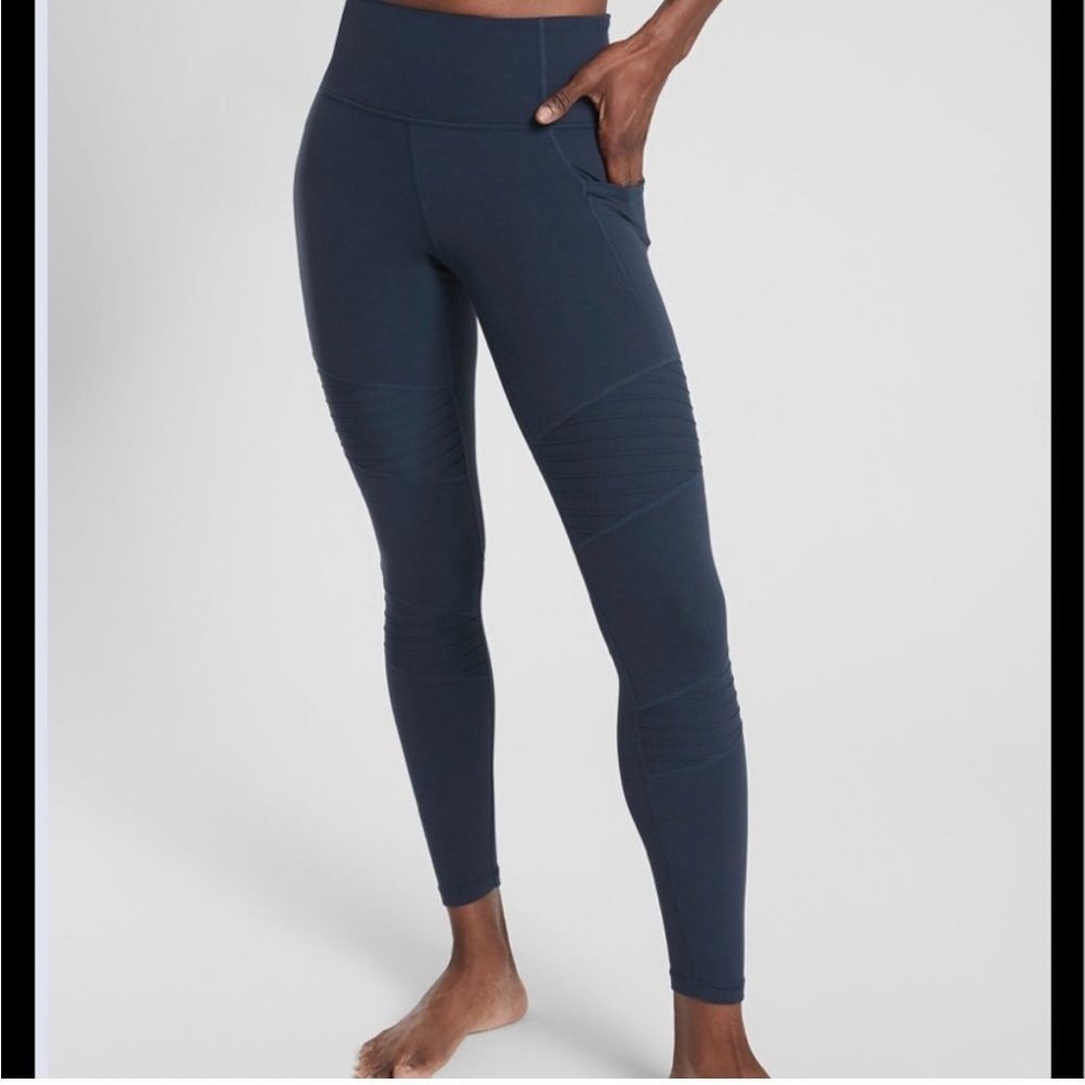 Athleta Inclination Moto Tight Leggings Navy Blue Women’s Size XS EUC